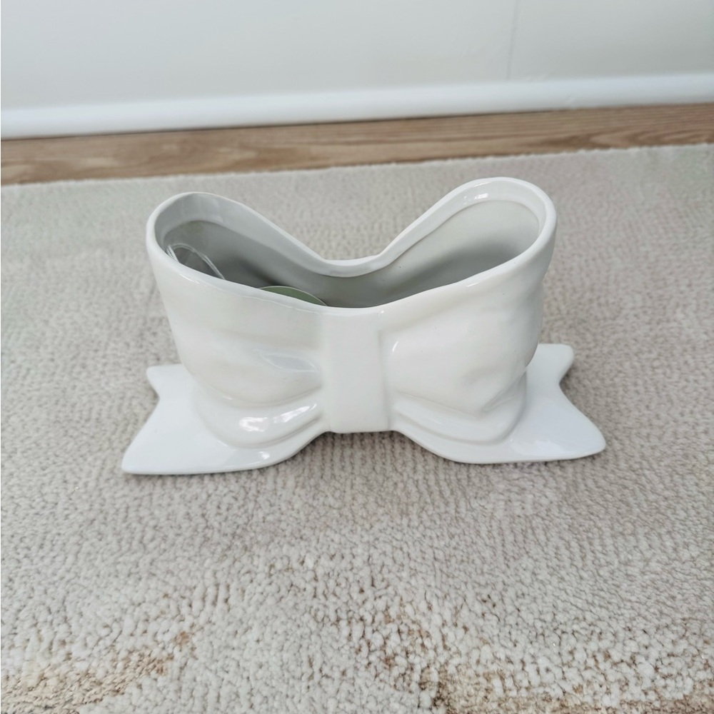 White Ceramic Bow Vase Planter